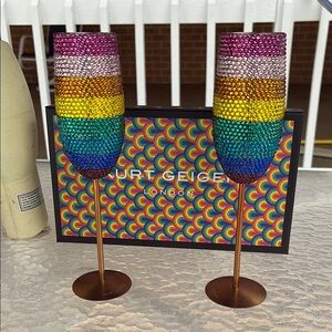 Kurt Geiger Rainbow Crystal Champagne Flutes